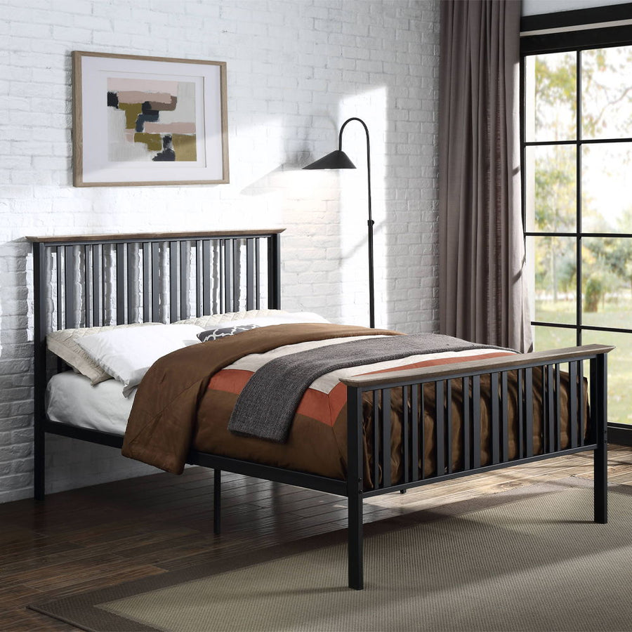 Zudora - Full Bed - Antique Oak & Black