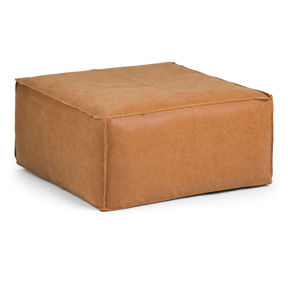 Large Square Coffee Table Pouf with Vegan Cover - Available in Black, Brown, Gray
