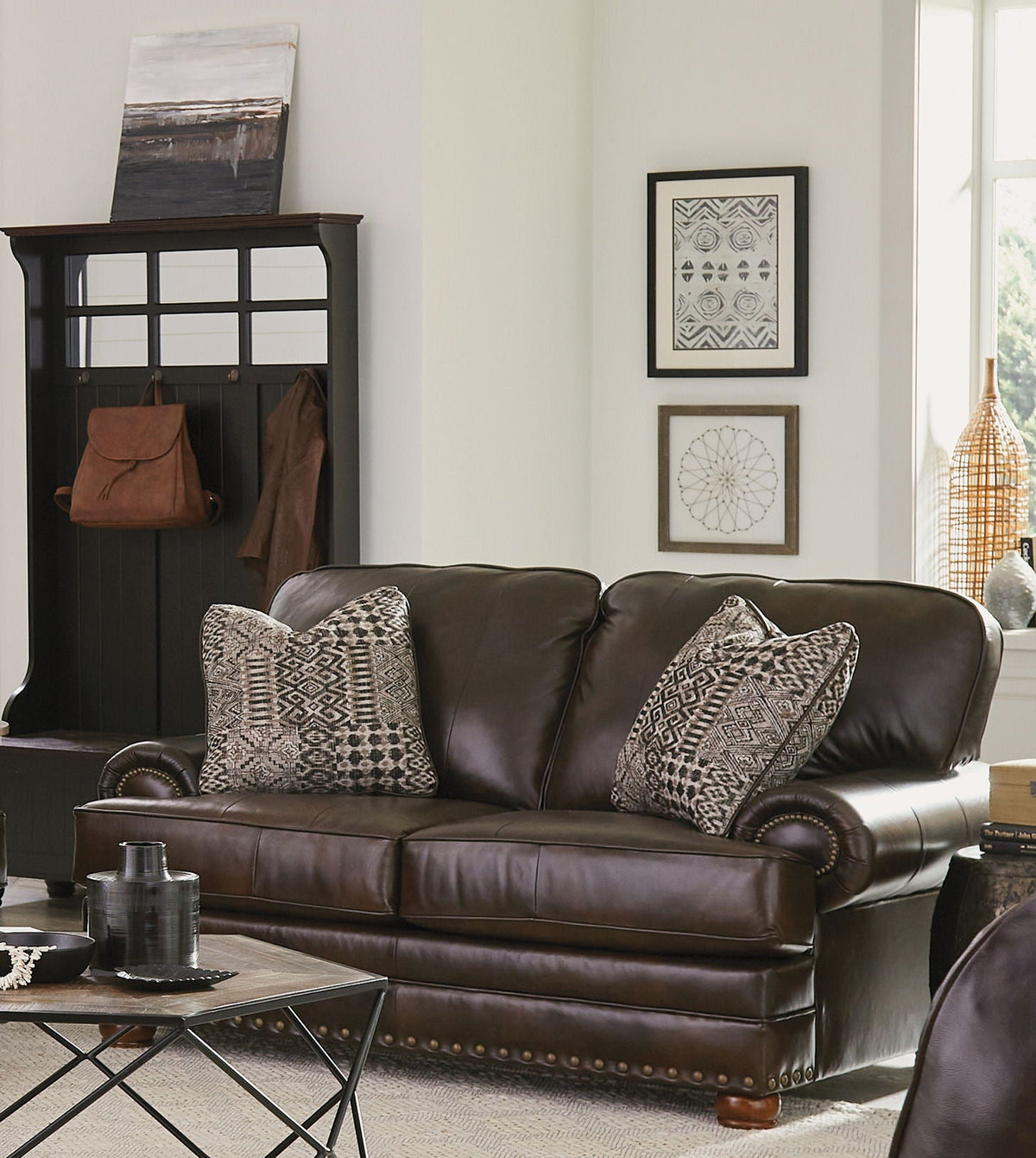 Roberto - Leather Loveseat - Cocoa
