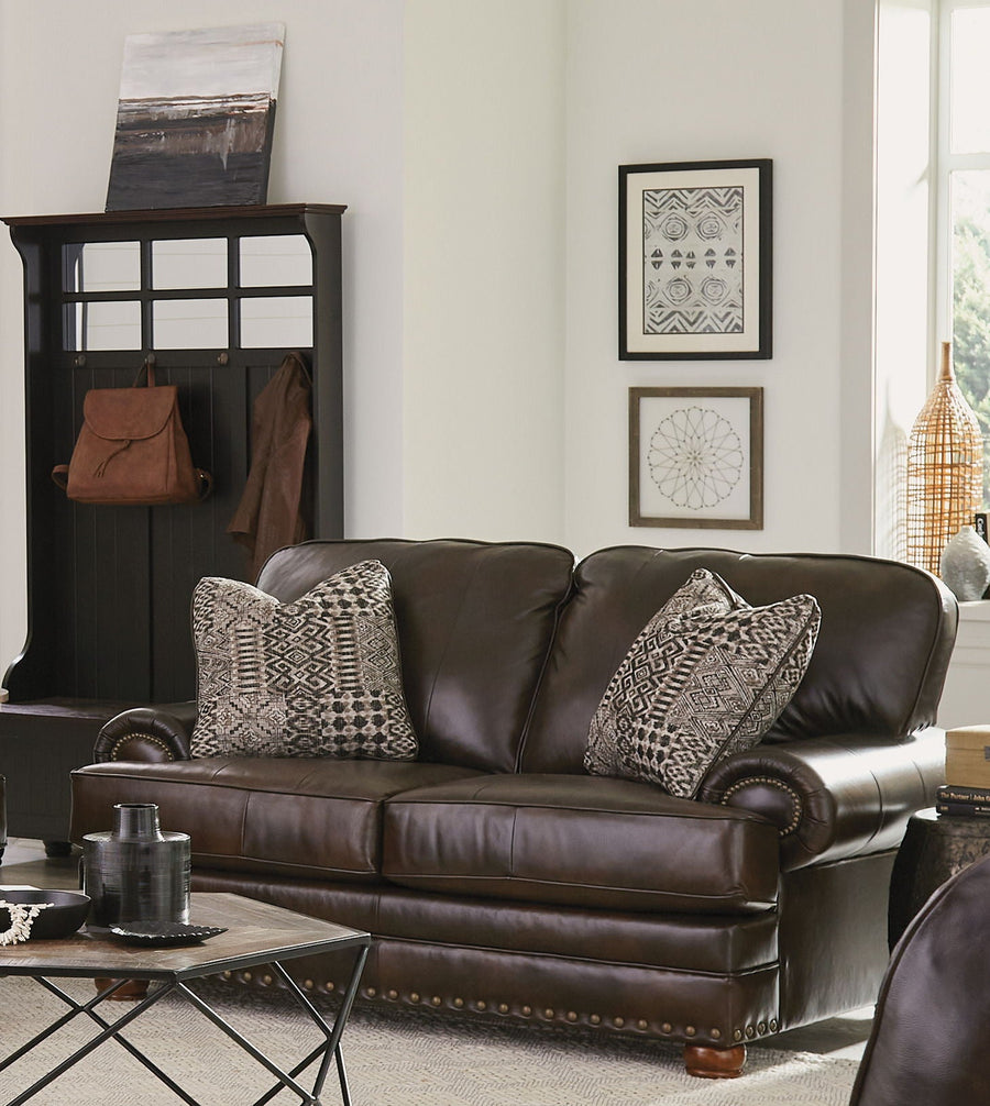 Roberto - Leather Loveseat - Cocoa