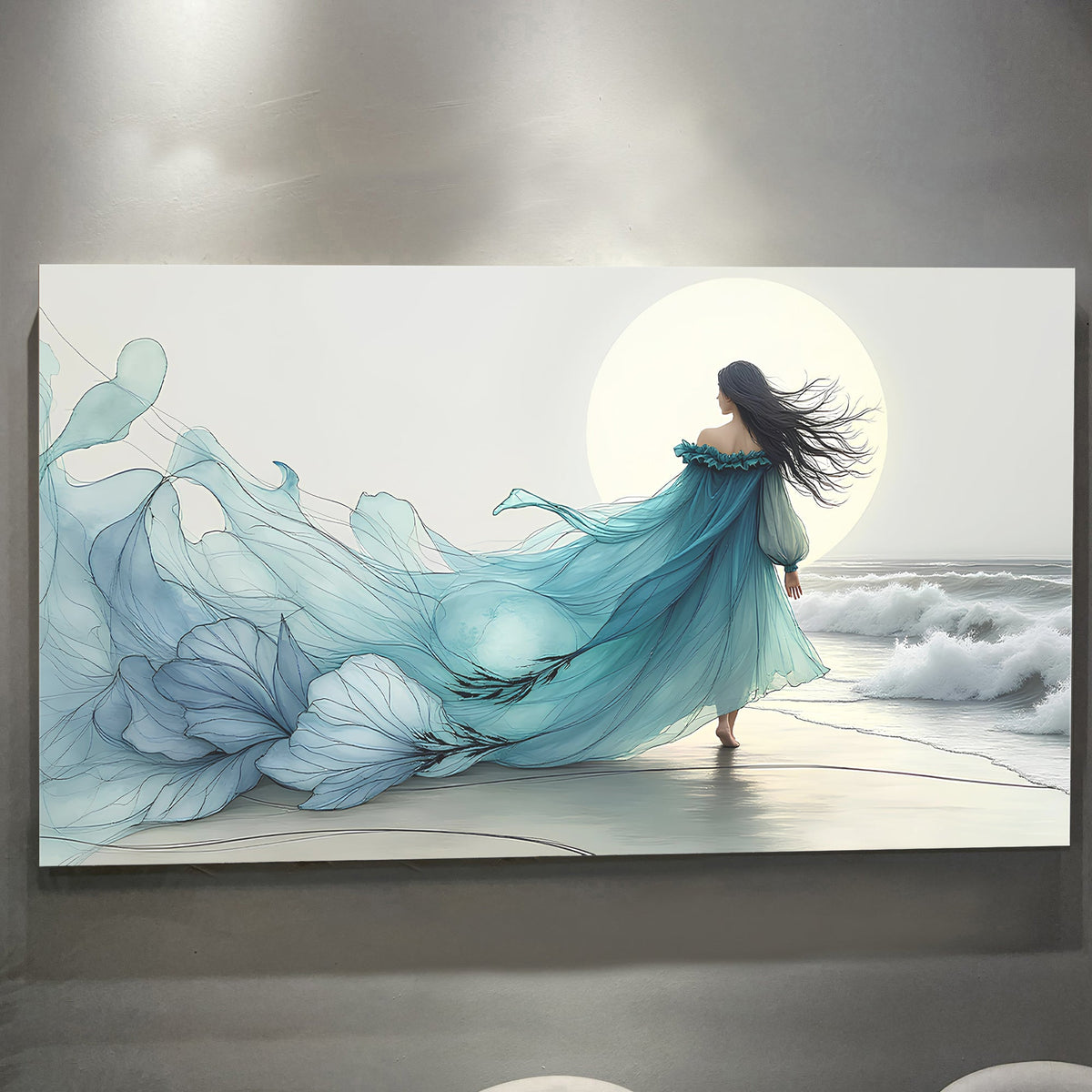Swirling Winds by the Ocean Abstract Wall Art
