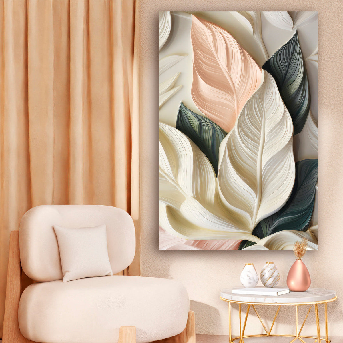 Elegant Pastel Leaf Wall Art