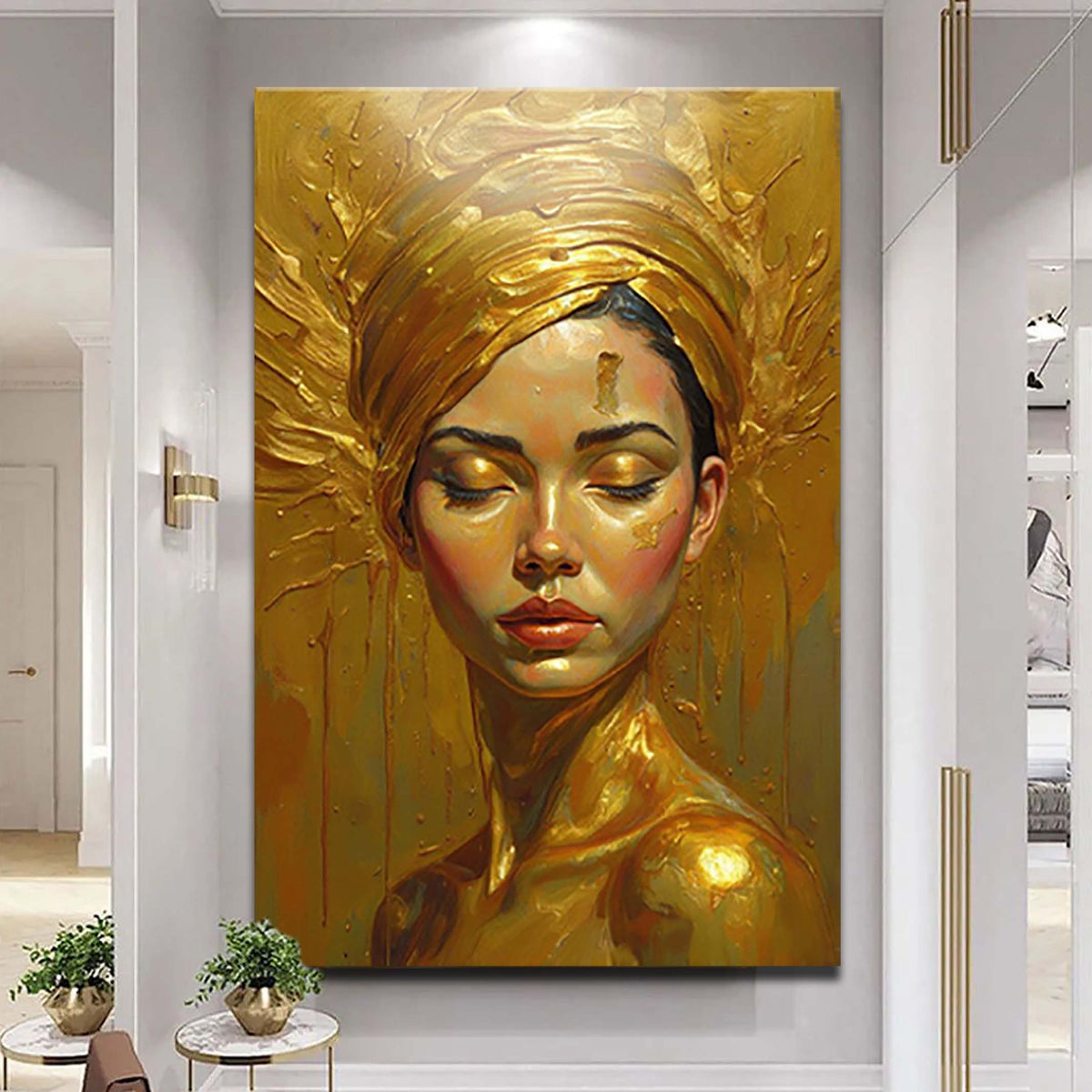 Woman's Golden Serenity Wall Art