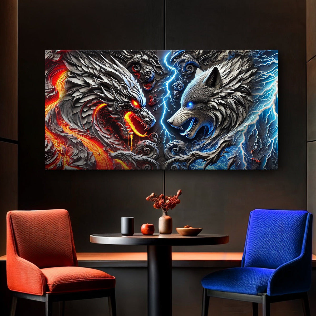 Dragon and Wolf Wall Art IV