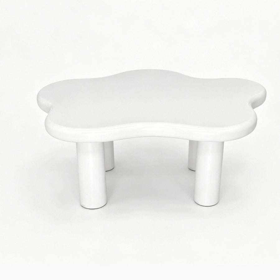 Cloud Shaped Coffee Table with 4 Round Legs - White, Black, or Light Brown