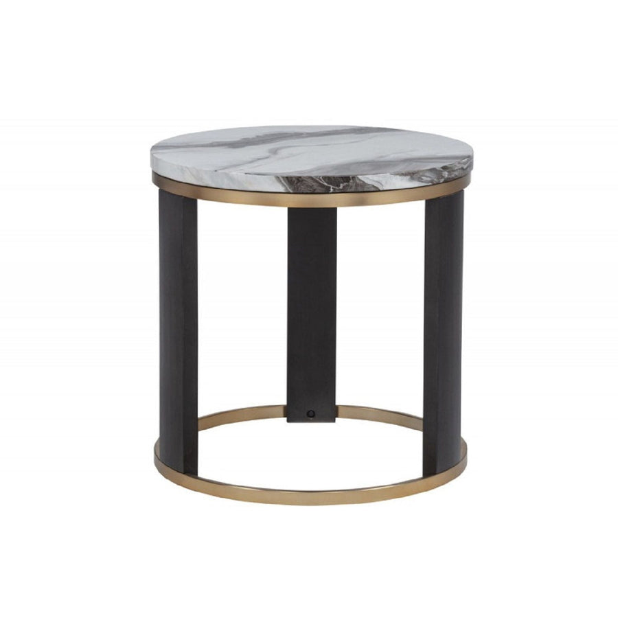 Round End Table For Living Room - Gold / Brown