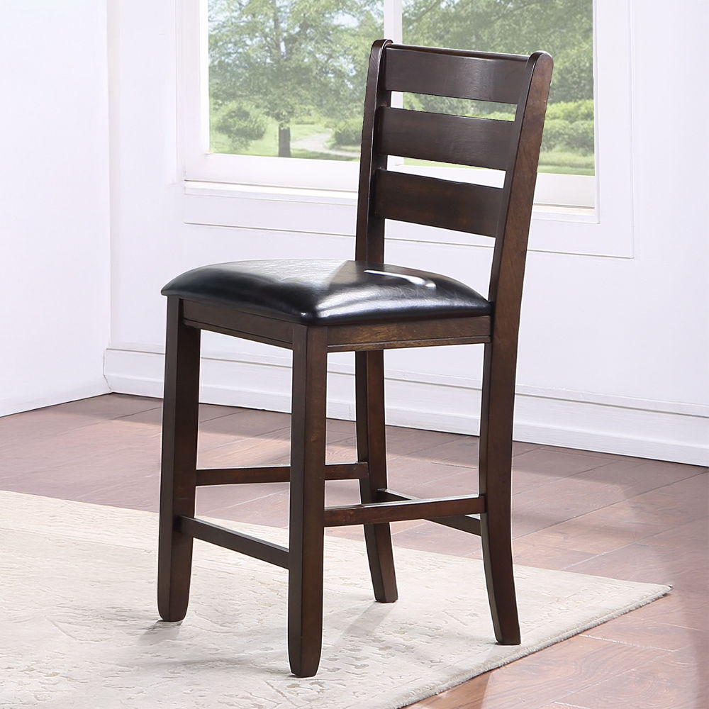 Urbana - Counter Height Chair (Set of 2) - Black Synthetic Leather & Espresso