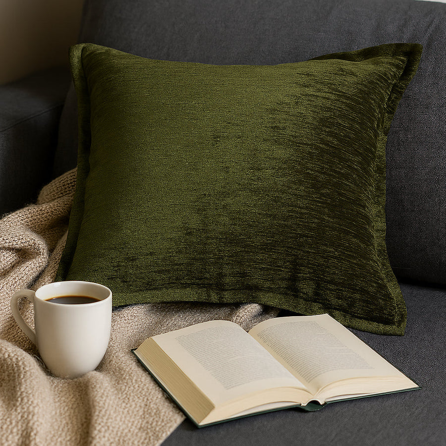 Velvet Throw Pillow with Luxe Shine & Structured Support – Deep Forest Green