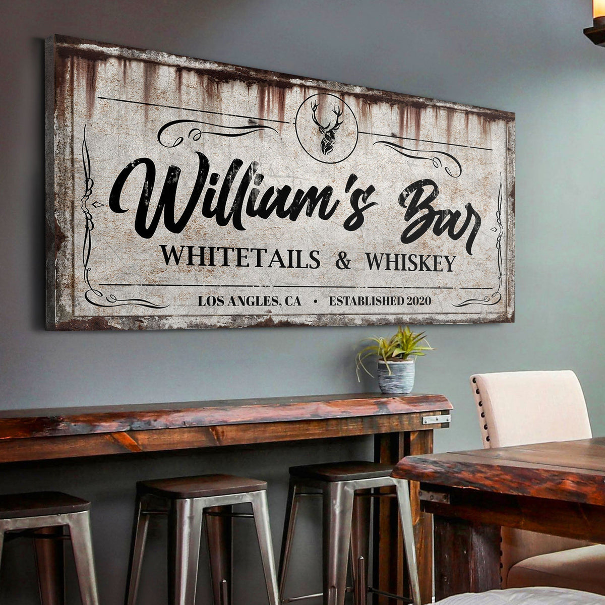PWhitetails and Whiskey Sign: Perfect for Personalized Basement Bar Sign and Man Cave Wall Decor