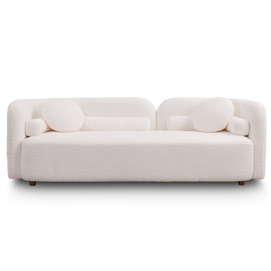 Luxury Modern Couch, 3 Seater Sofa with Throw Pillows - White