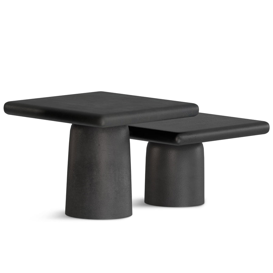 Zachary 2 Piece Cast Aluminum Coffee Table Set with Textured Finish - Black