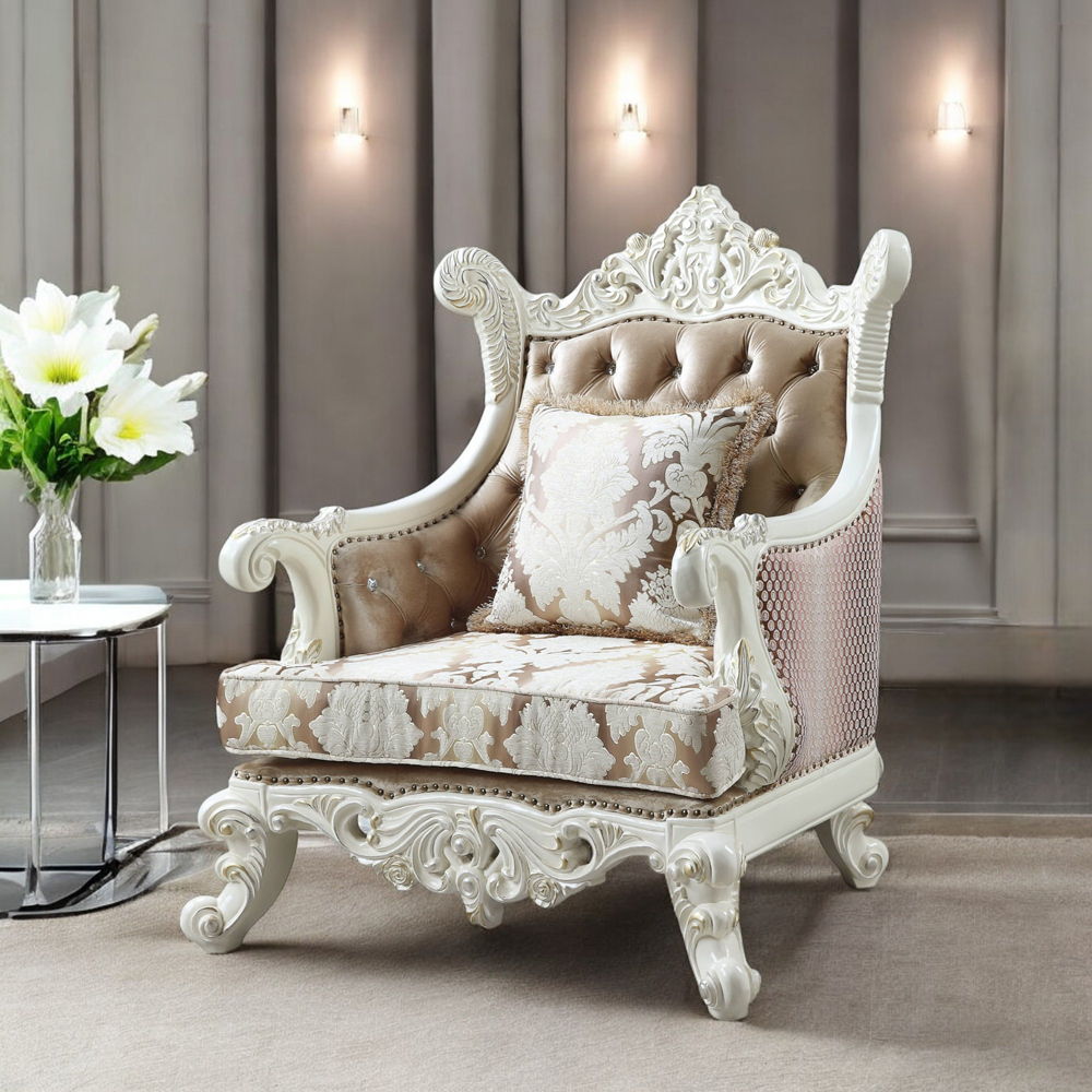 Vanaheim - Chair With Pillow - Fabric & Antique White