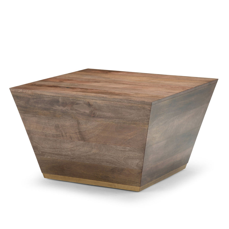 Handcrafted Square Coffee Table with Brass Trim - Multiple Finishes