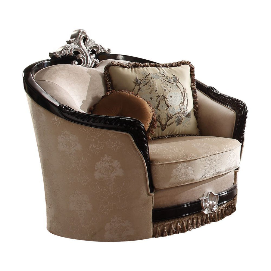 Ernestine - Chair With 2 Pillows - Tan Fabric & Black