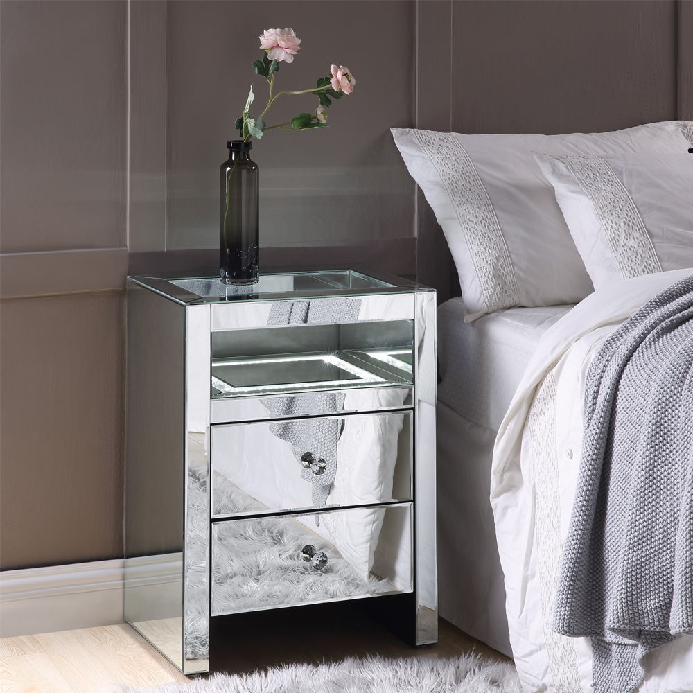 Dominic - Accent Table With LED - Mirrored