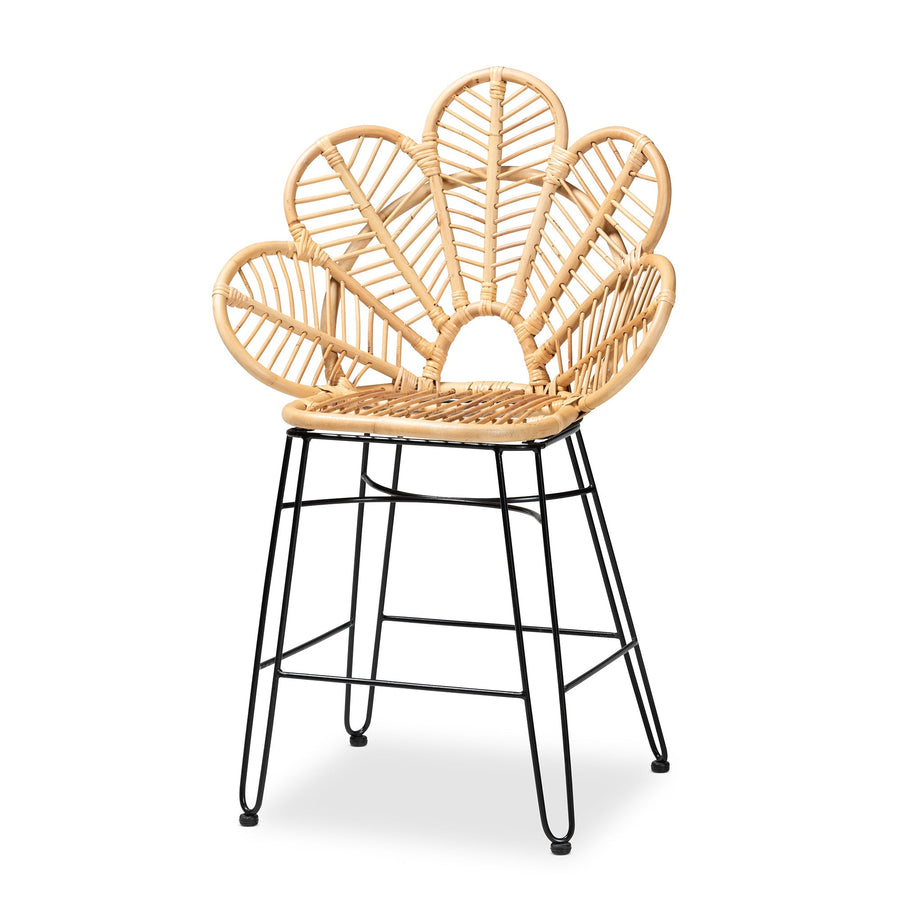 GigaTech Counter Stool with Ergonomic Footrest - Natural Rattan