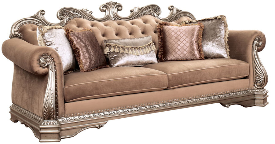 Northville - Sofa With 5 Pillows - Velvet & Antique Silver