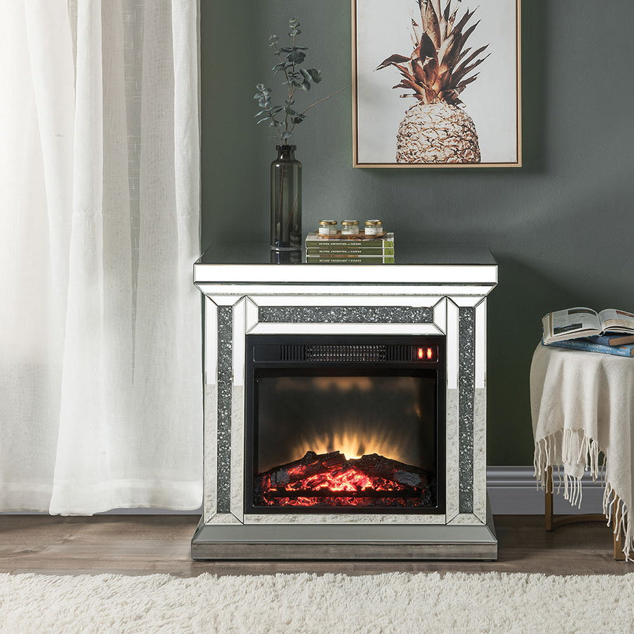 Noralie - 29" Fireplace - Mirrored & Faux Diamonds