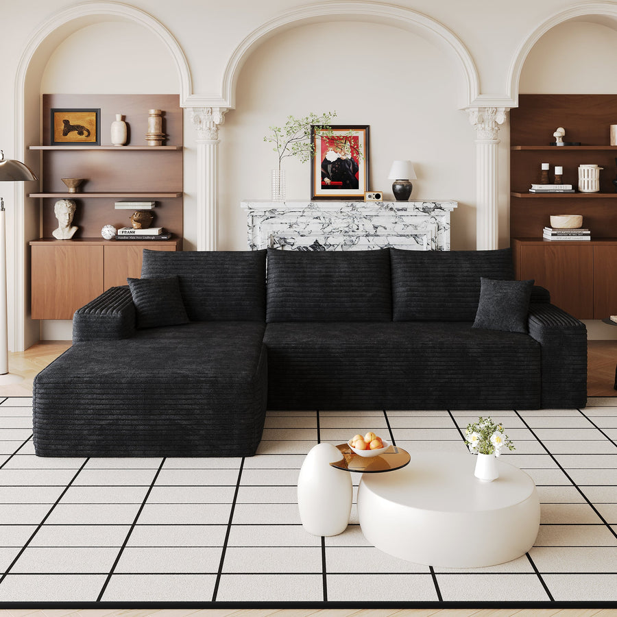 107" Cloud Sectional Couch with L-Shape Chaise - Plush Corduroy