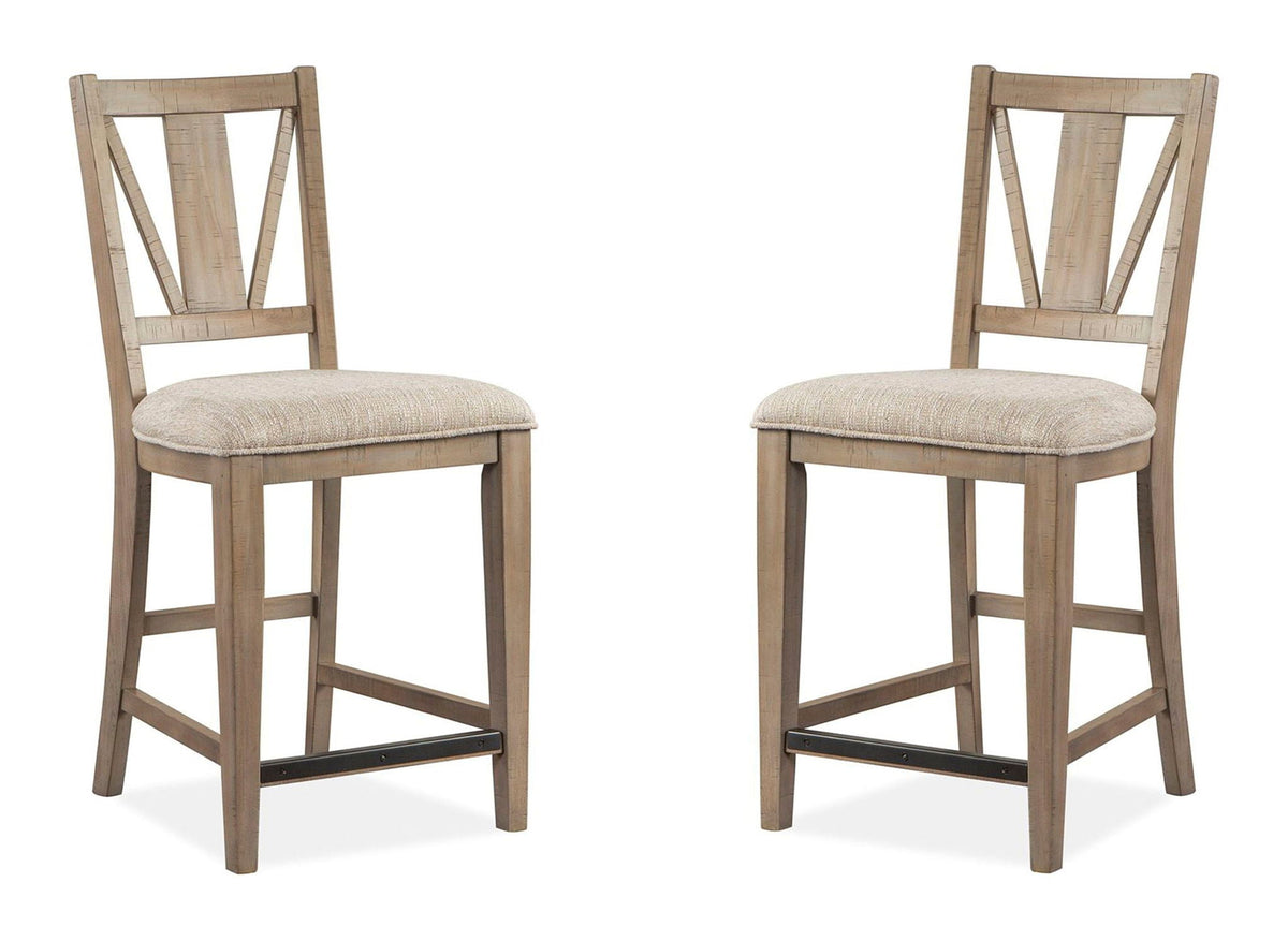 Paxton Place - Counter Chair With Upholstered Seat (Set of 2) - Dovetail Gray
