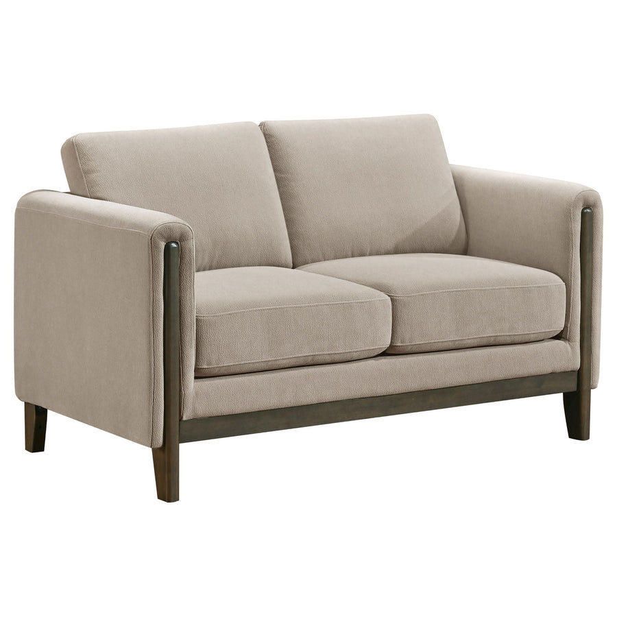 Islington Fabric Upholstered Panel Arm Loveseat Taupe