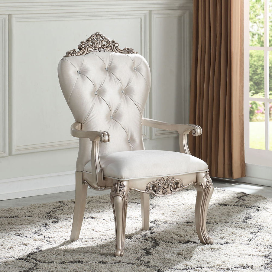 Gorsedd - Arm Chair (Set of 2) - Cream Fabric & Golden Ivory