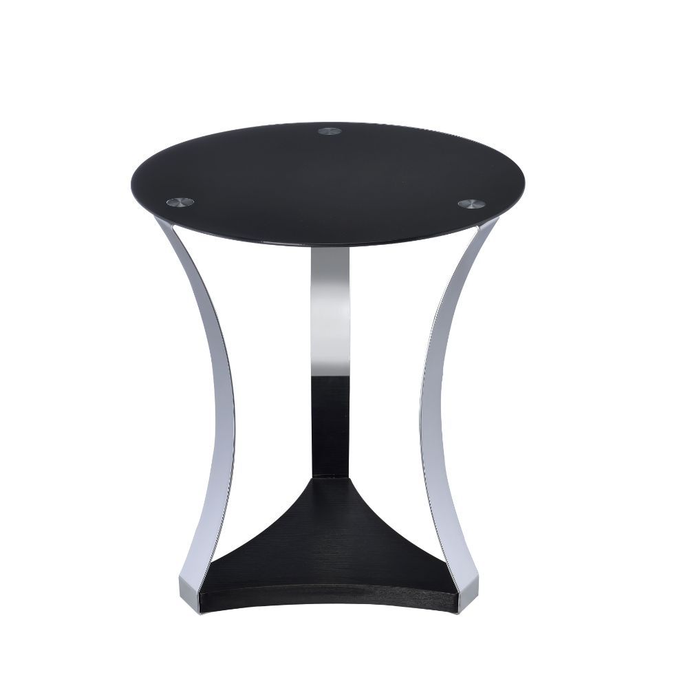 Geiger - End Table - Black Glass & Chrome