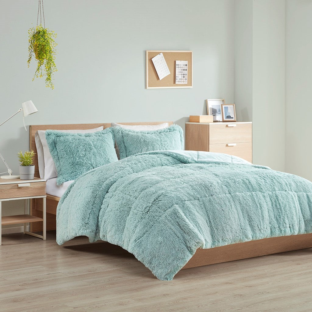 Shaggy Long Fur Comforter Mini Set with Hypoallergenic Fill - King/Cal King