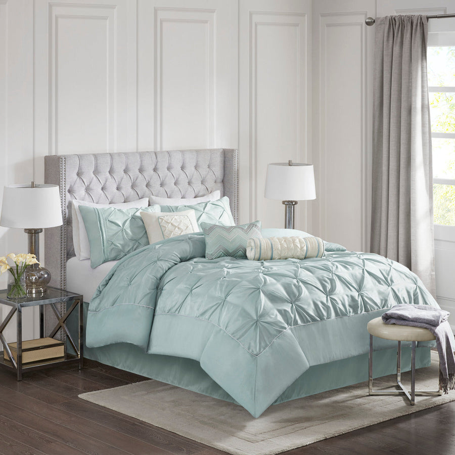 7 Piece Tufted Comforter Set - Seafoam King