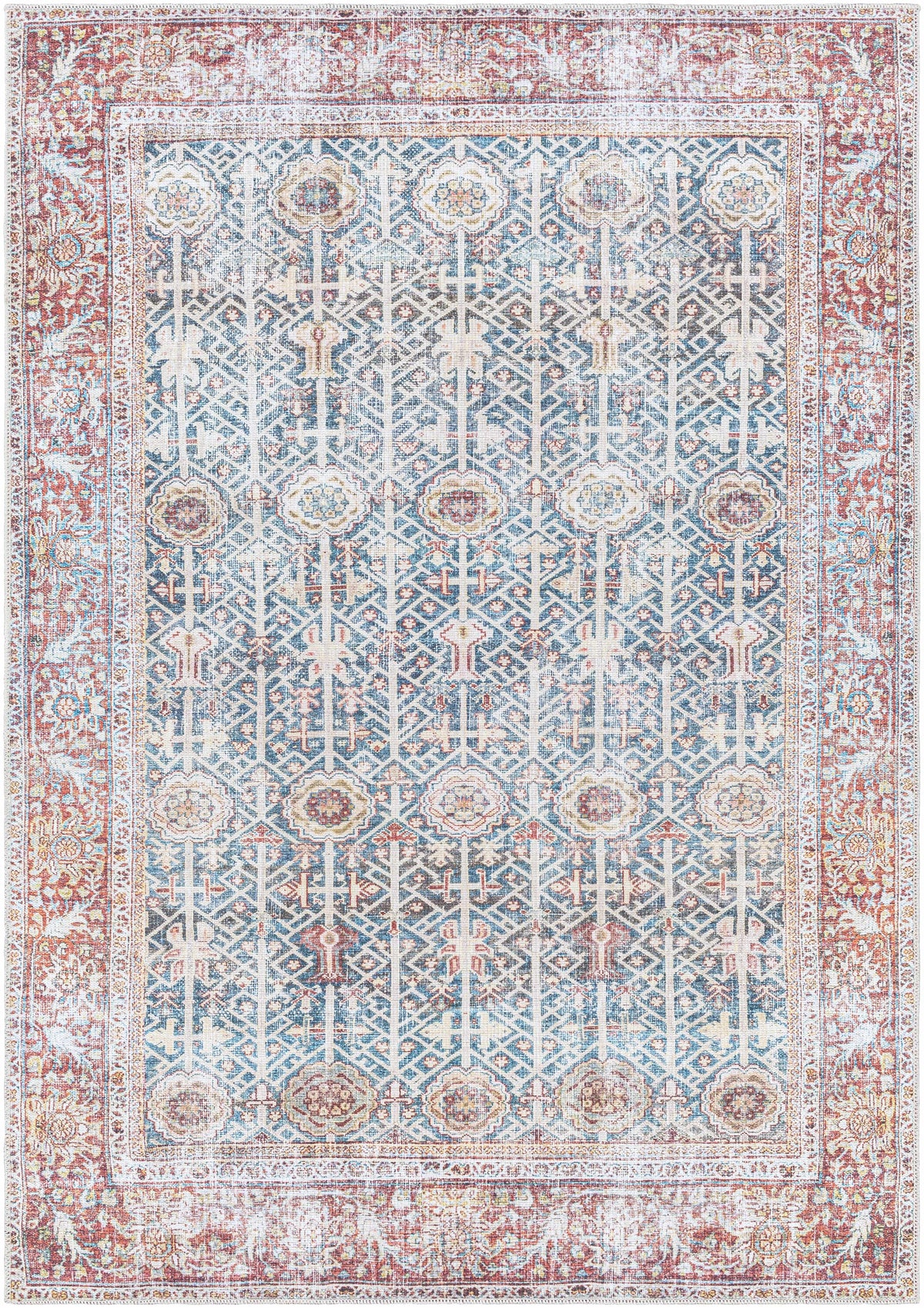 Rust Catadupa Distressed Washable Area Rug - Clearance