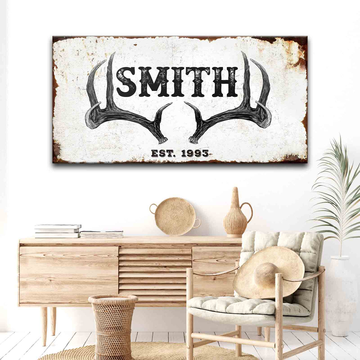Rustic Family Antler Sign II