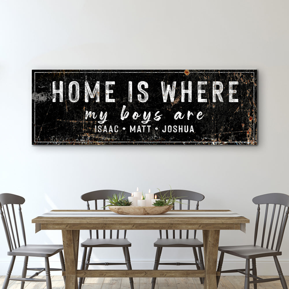 Home Is Where My Boys Are Family Sign IV
