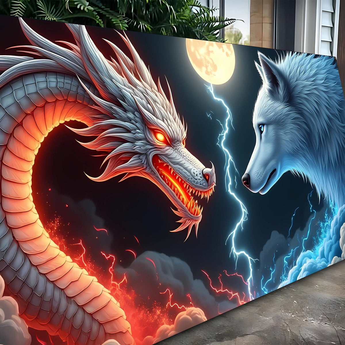 Dragon and Wolf Wall Art III