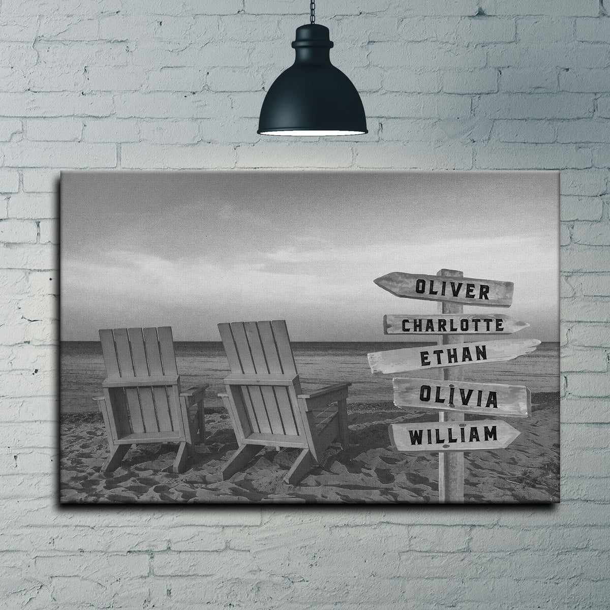 Monochrome Beach Name Sign