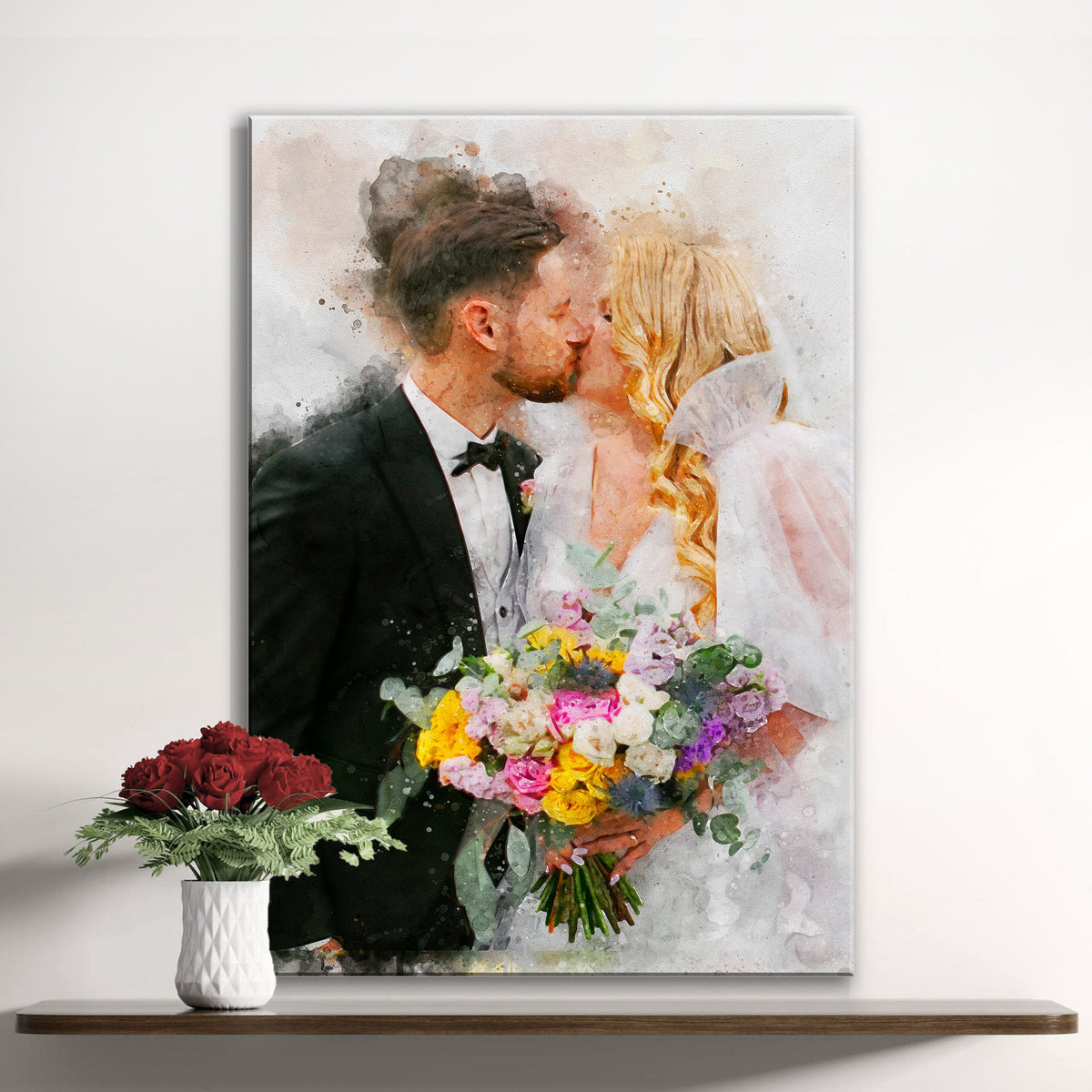 Custom Wedding Watercolor Portrait
