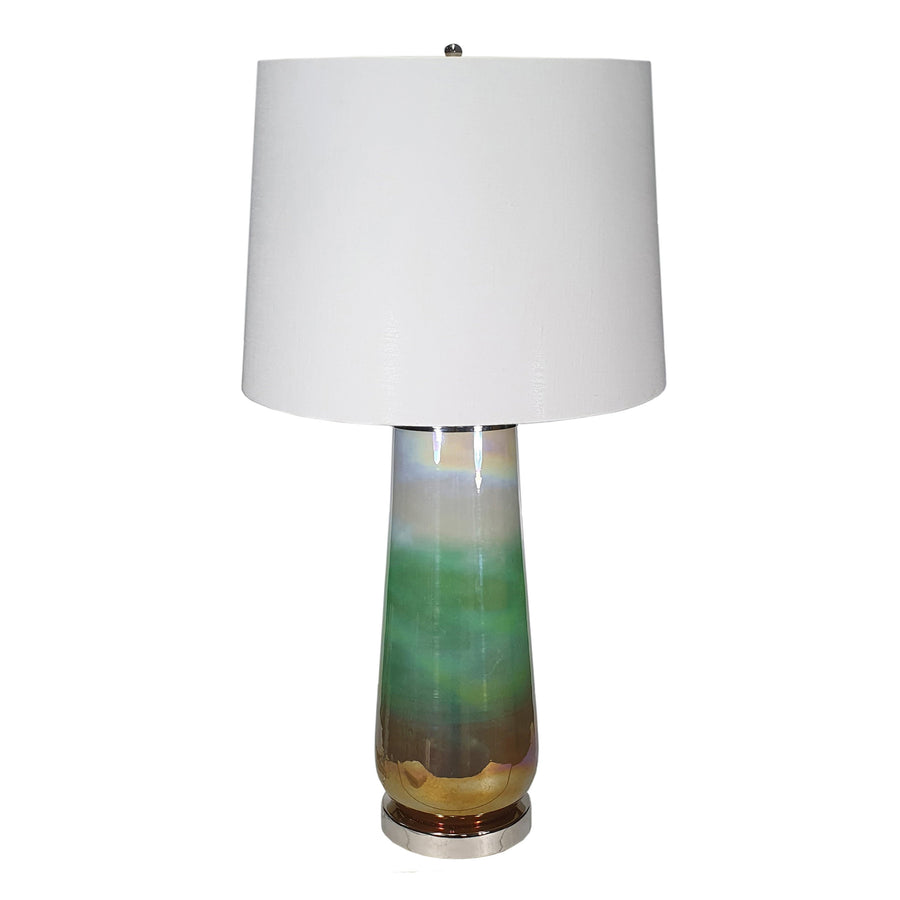 Multicolor Glass Table Lamp with Drum Shade - 30" Height
