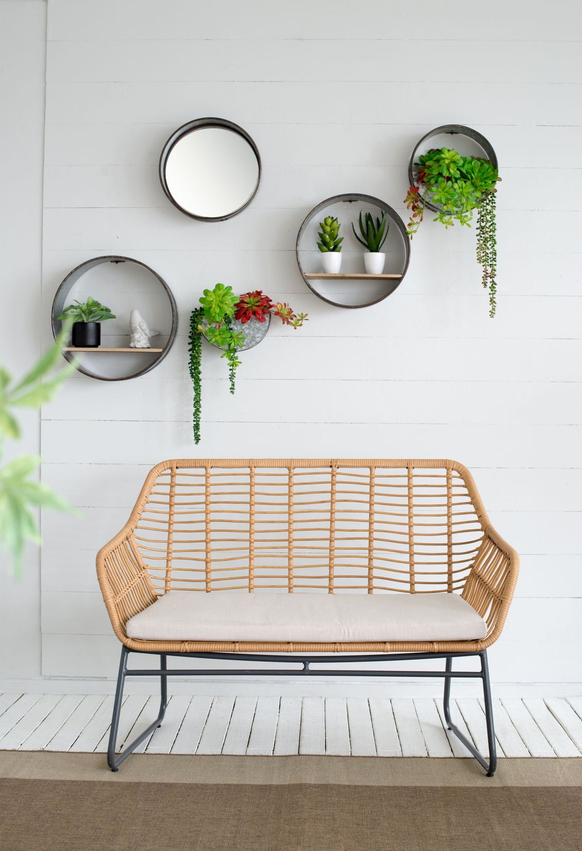Farmhouse Round Metal Wall Planter Set of 5 with Modular Design - Gray