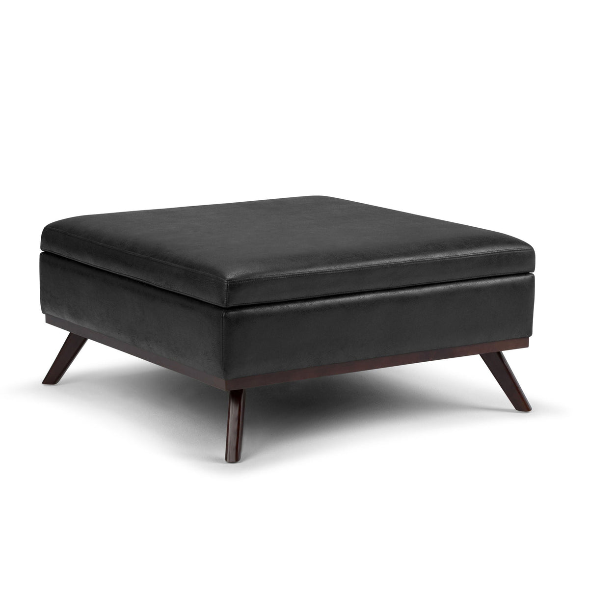 Distressed Black Square Storage Ottoman Coffee Table with Hydraulic Lift Top - Distressed Black