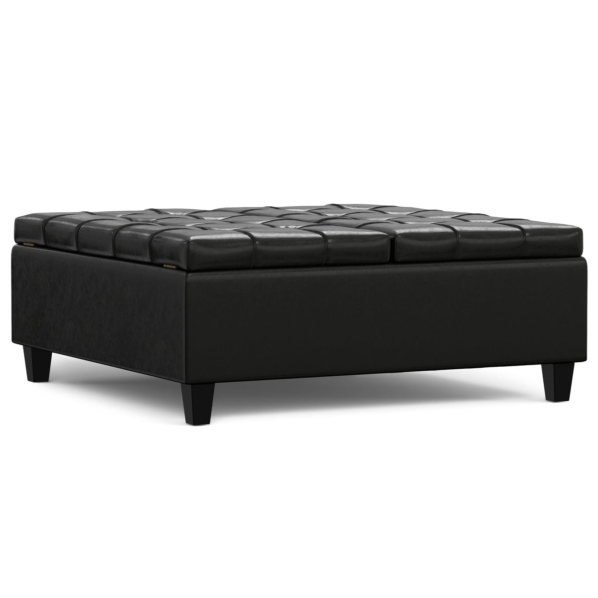 Large Square Coffee Table Storage Ottoman with Lift-Top - Black