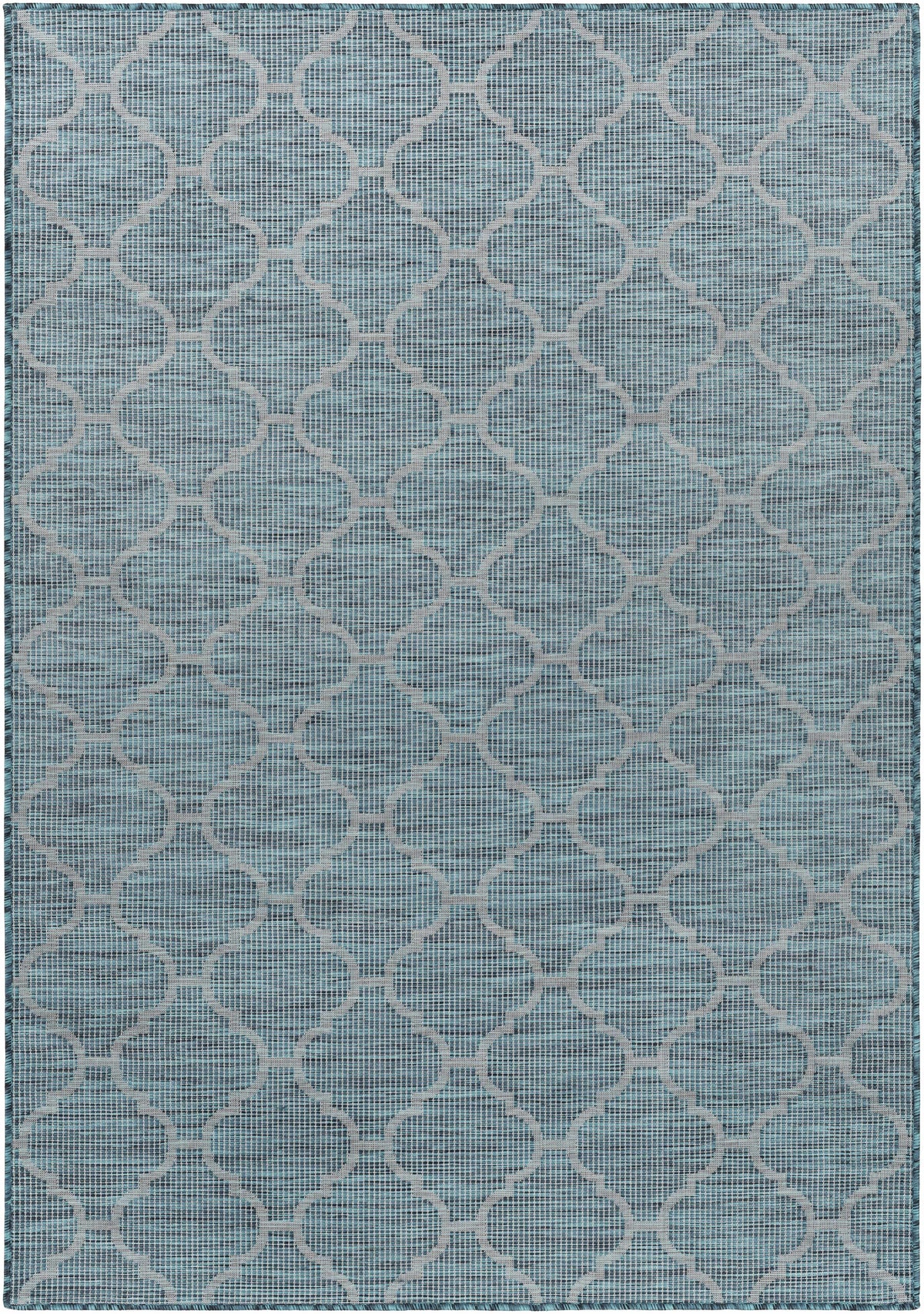 Unique Outdoor Trellis Area Rug, Teal - Clearance