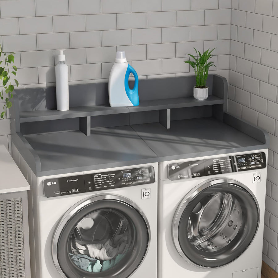 Gray Washer Dryer Countertop with Waterproof MDF and Non-slip Pads