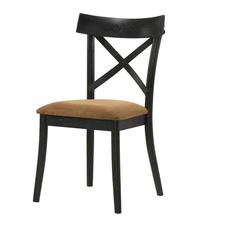 Hillary - Side Chair (Set of 2) - Brown Leather Aire, Walnut & Black