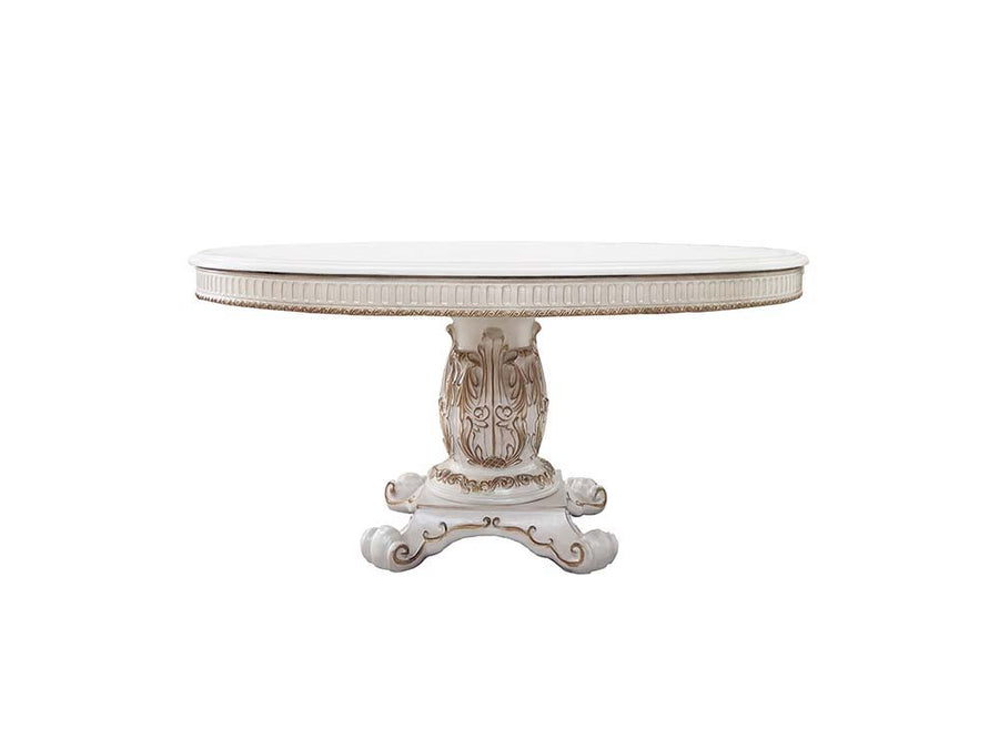 Vendome - 76" Round Dining Table With Pedestal Base - Antique Pearl
