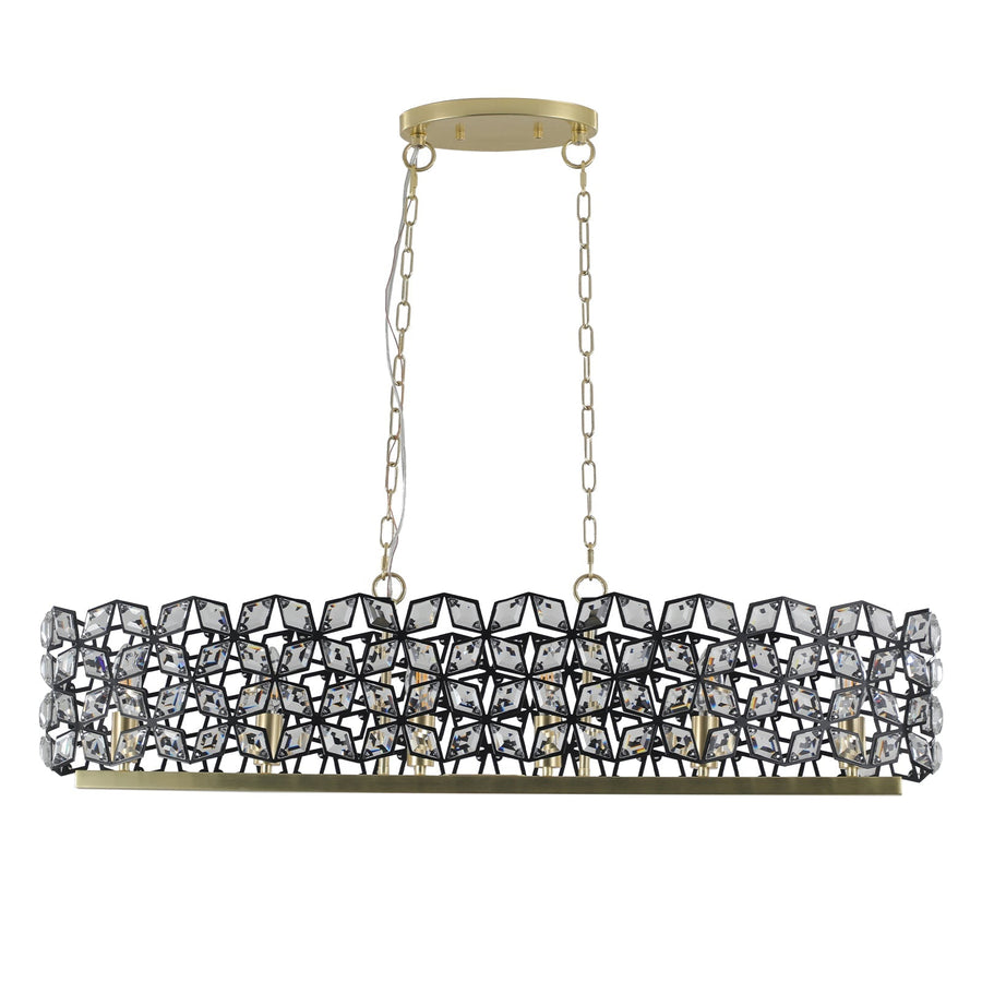 39" Contemporary Crystal Pendant Chandelier with K9 Crystal - Black & Gold
