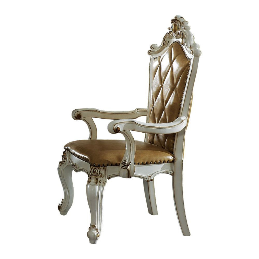 Picardy - Arm Chair (Set of 2) - Butterscotch Synthetic Leather & Antique Pearl