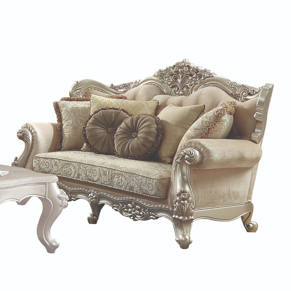 Bently - Loveseat With 5 Pillows (Same Lv01580) - Fabric & Champagne
