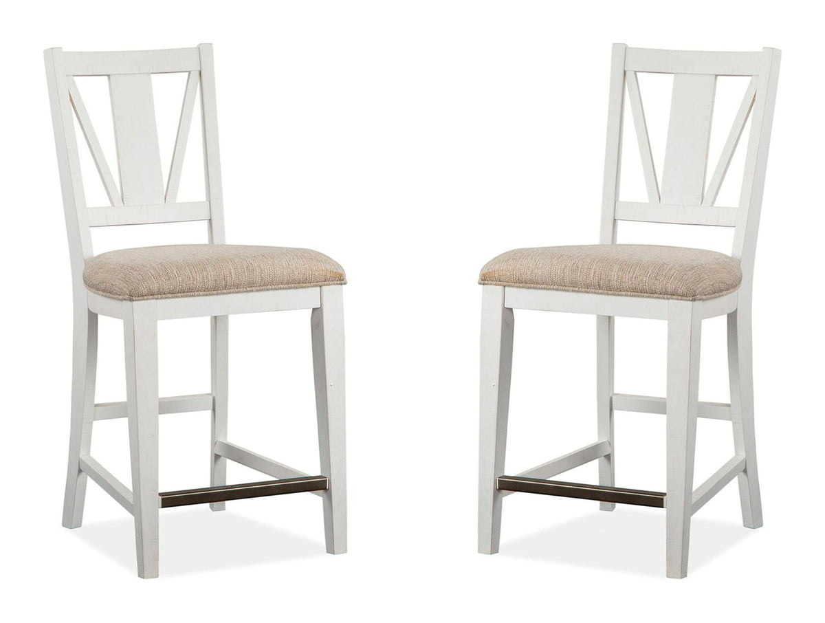 Heron Cove - Counter Chair With Upholstered Seat (Set of 2) - Chalk White