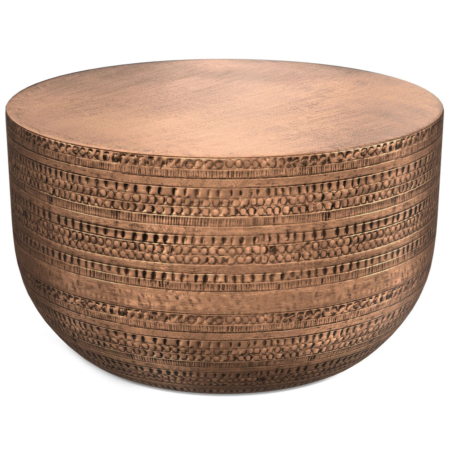 Handcrafted Metal Coffee Table with Textured Detailing - Bronze, Gold, Pearl Silver, or Dark Brown