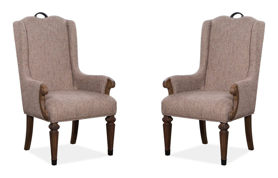 Durango - Wood Upholstered Host Arm Chair (Set of 2) - Willadeene Brown