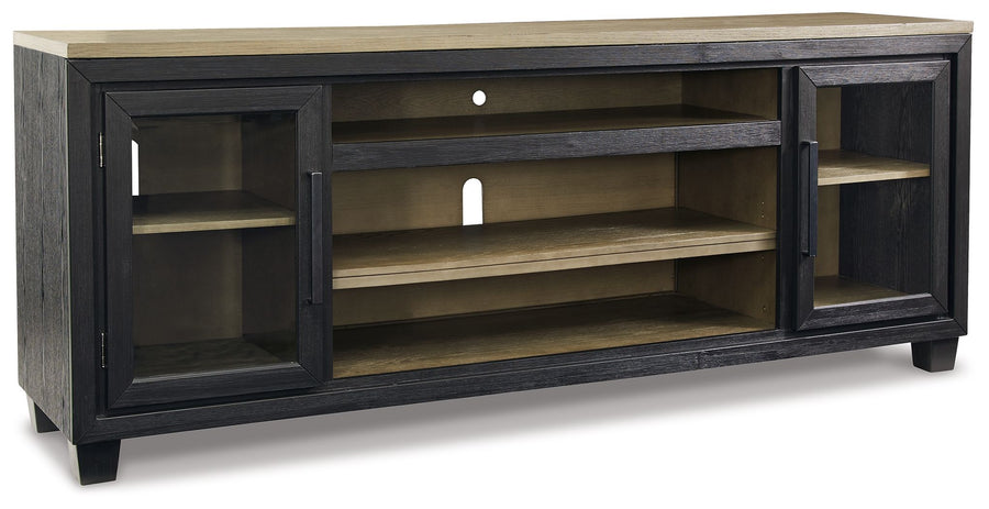 Foyland - XL TV Stand w/Fireplace Option - Black / Brown
